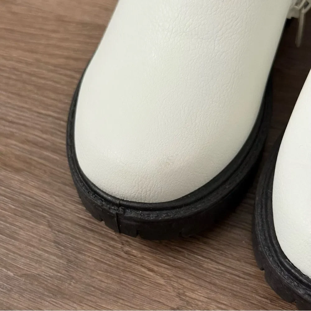 Toddler Girls White & Black Chelsea Boots | Size 6 | Sparkle In Pink